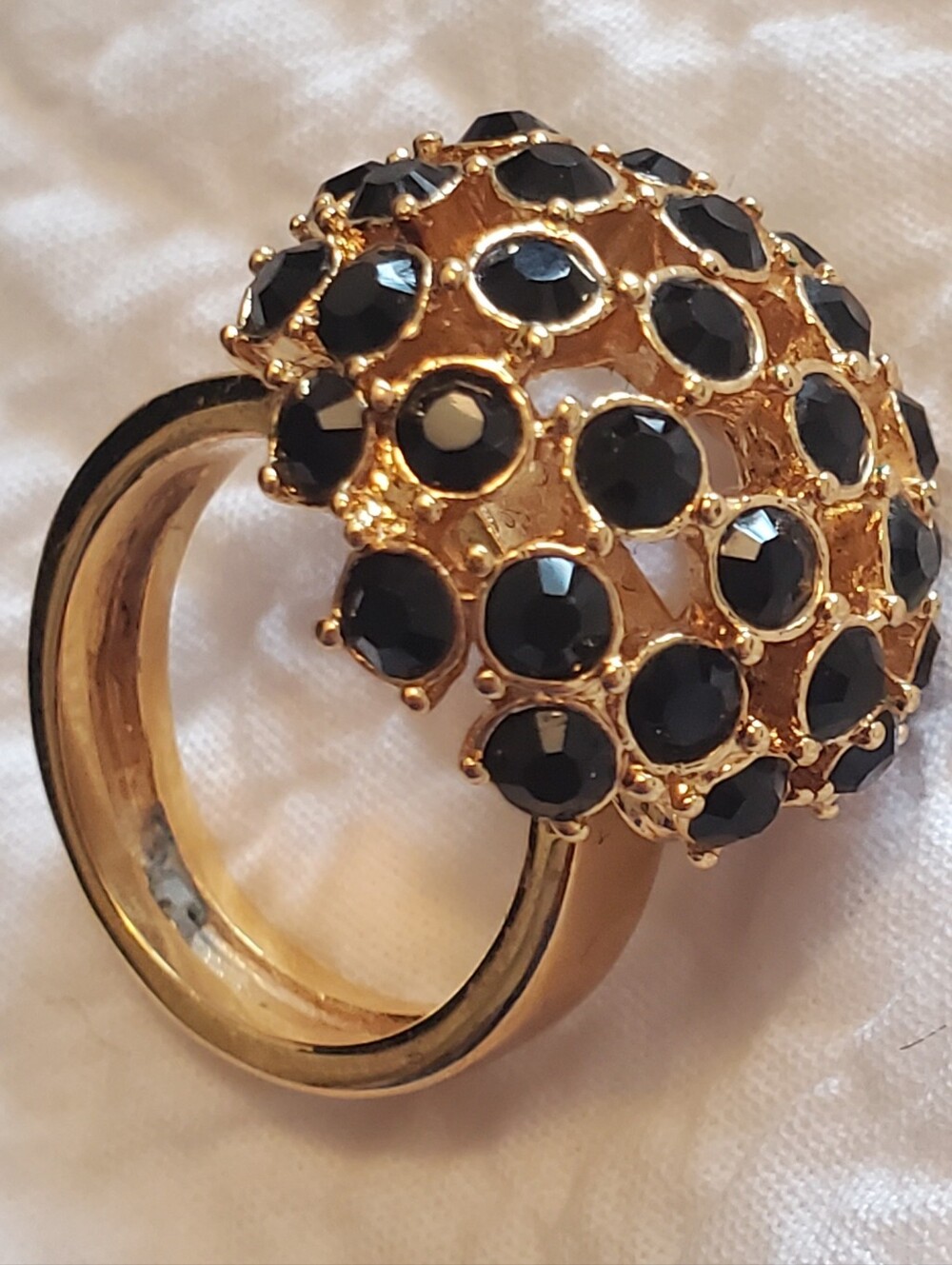 Kate Spade Gold-Tone Ring with Black Crystal Cluster